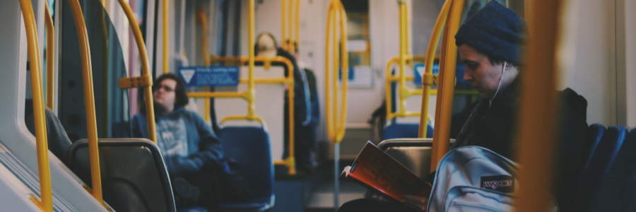 on a bus, homeward bound